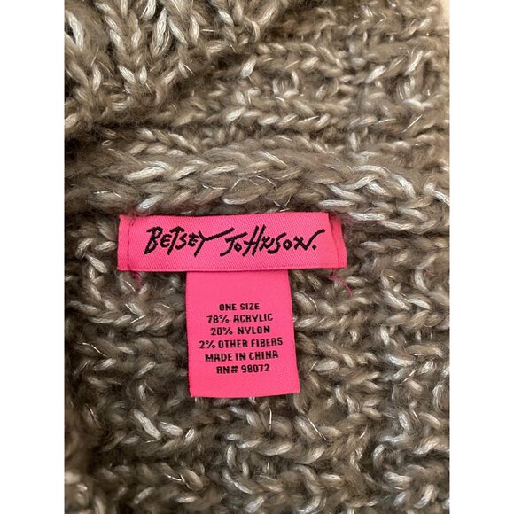 Betsey Johnson Metallic Silver Knit Sparkle Infinity Scarf With Pearl Accents - Picture 3 of 7